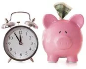 Clock & Piggy Bank - Time and Money Concept